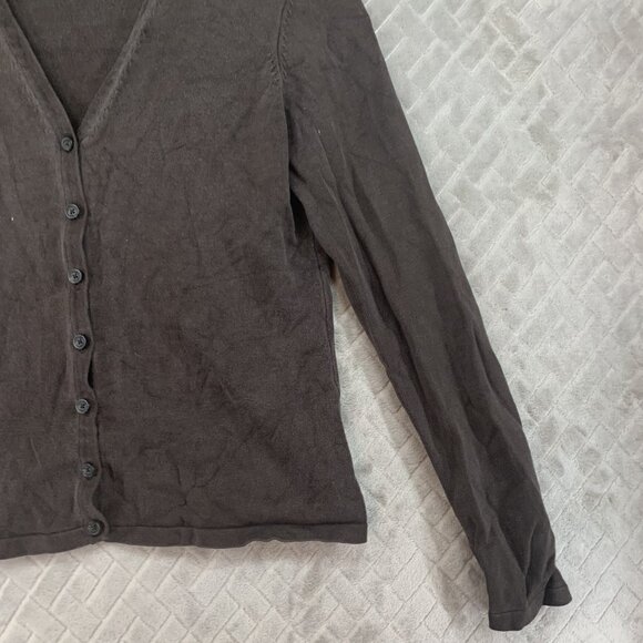 Michael Kors Womens M Sweater Brown Silk Blend Button Up Cardigan Lightweight - Picture 4 of 16